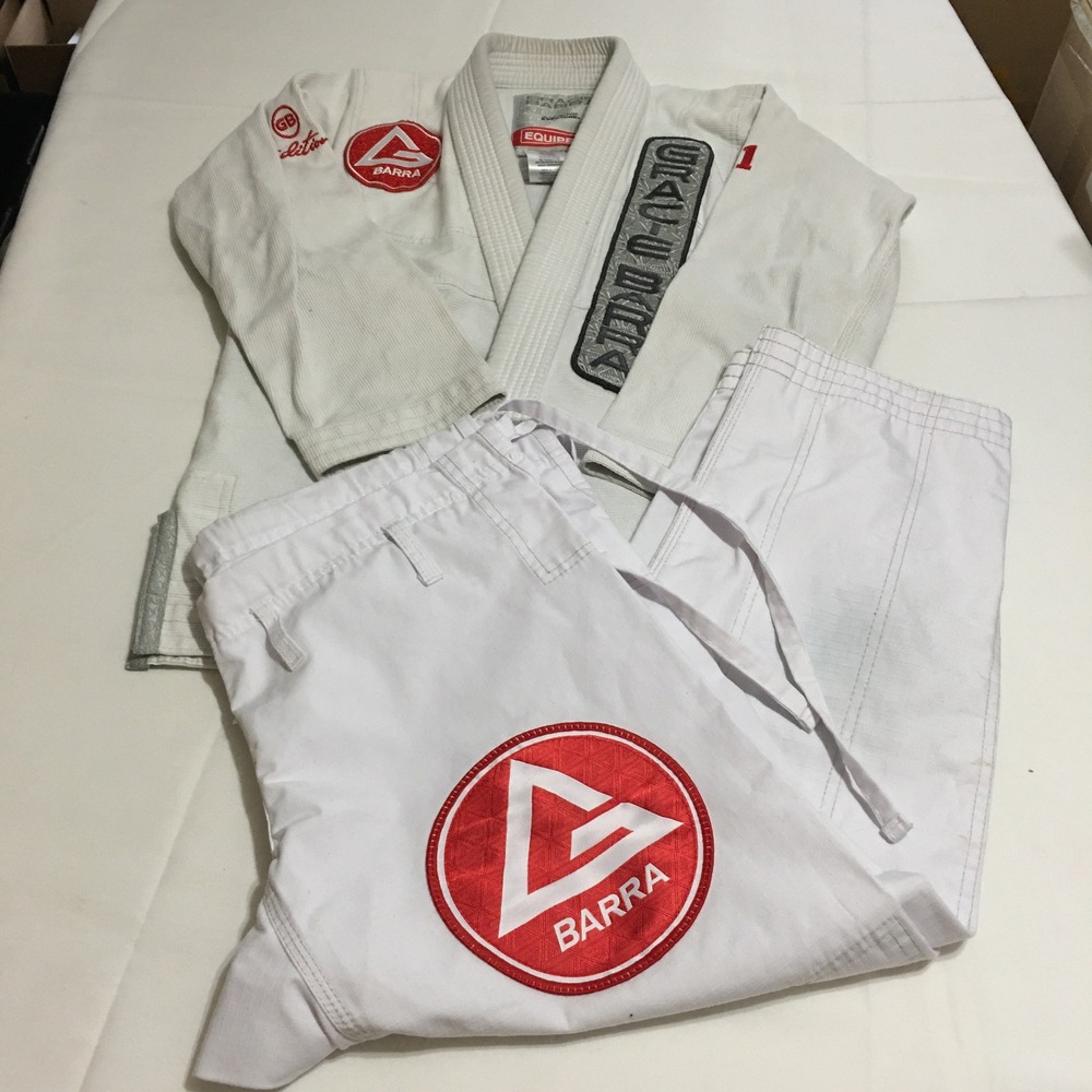 Gracie Barra Jiu Jitsu Gi Uniform Set Adult Kimono A0 and Pants A1 White